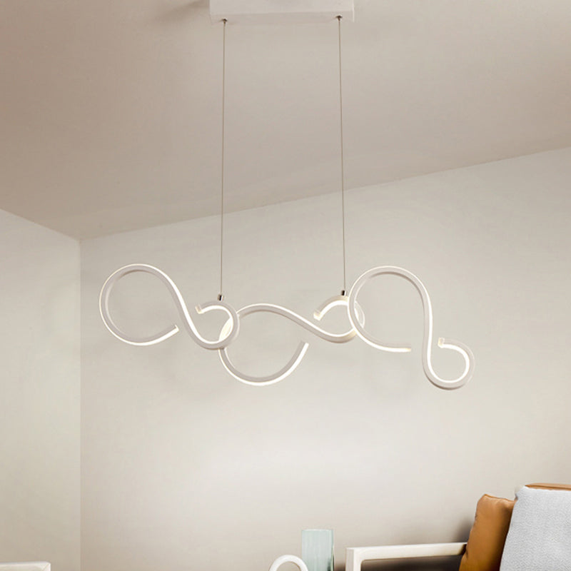 Modern White Acrylic Pendant Lighting - Twisted Design, LED, 31.5"/43" Wide - Ideal for Living Rooms
