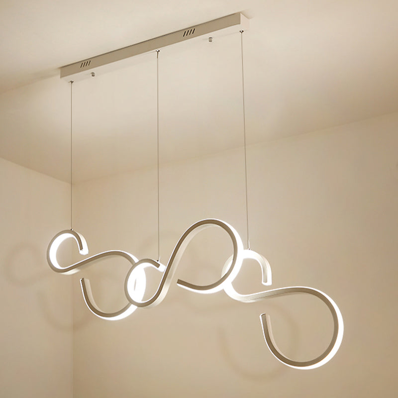 Modern White Acrylic Pendant Lighting - Twisted Design, LED, 31.5"/43" Wide - Ideal for Living Rooms