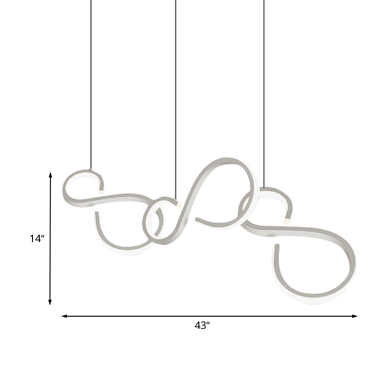 Twisted Acrylic Pendant Lighting: 31.5/43 Wide Led Ceiling Light In White - Perfect For Living Room