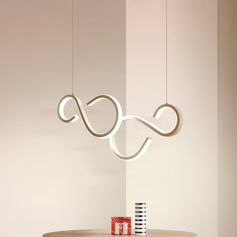 Modern White Acrylic Pendant Lighting - Twisted Design, LED, 31.5"/43" Wide - Ideal for Living Rooms