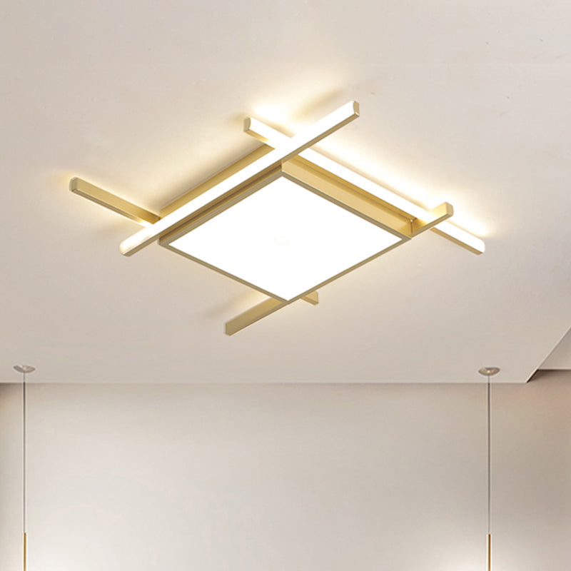 Nordic Gold LED Flush Mount Ceiling Light with Warm/White Glow - 18"/23" Wide