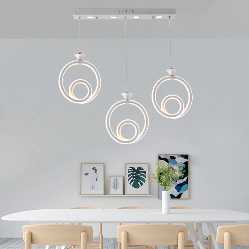 Contemporary Acrylic Twisted Ring Pendant Light With 3 Lights In White/Warm/Natural