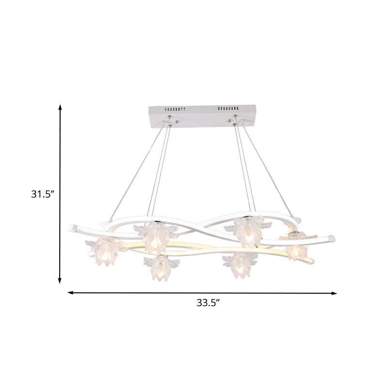 Contemporary Acrylic Twist 6-Head Pendant: White LED Hanging Lamp with Floral Shade in Warm/White/Natural Light