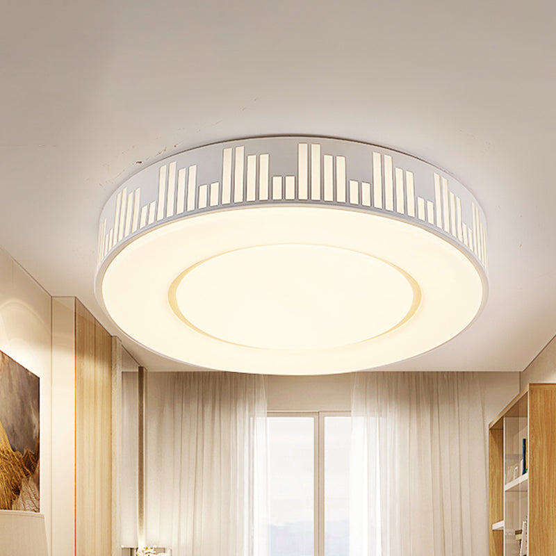 Plafonnier LED moderne en fer - Plafonnier à tambour blanc avec motif de touches de piano en lumière chaude/blanche/3 couleurs