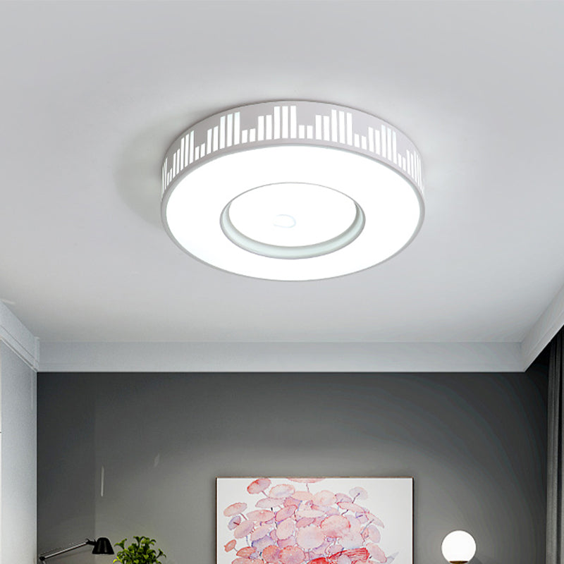 Plafonnier LED moderne en fer - Plafonnier à tambour blanc avec motif de touches de piano en lumière chaude/blanche/3 couleurs