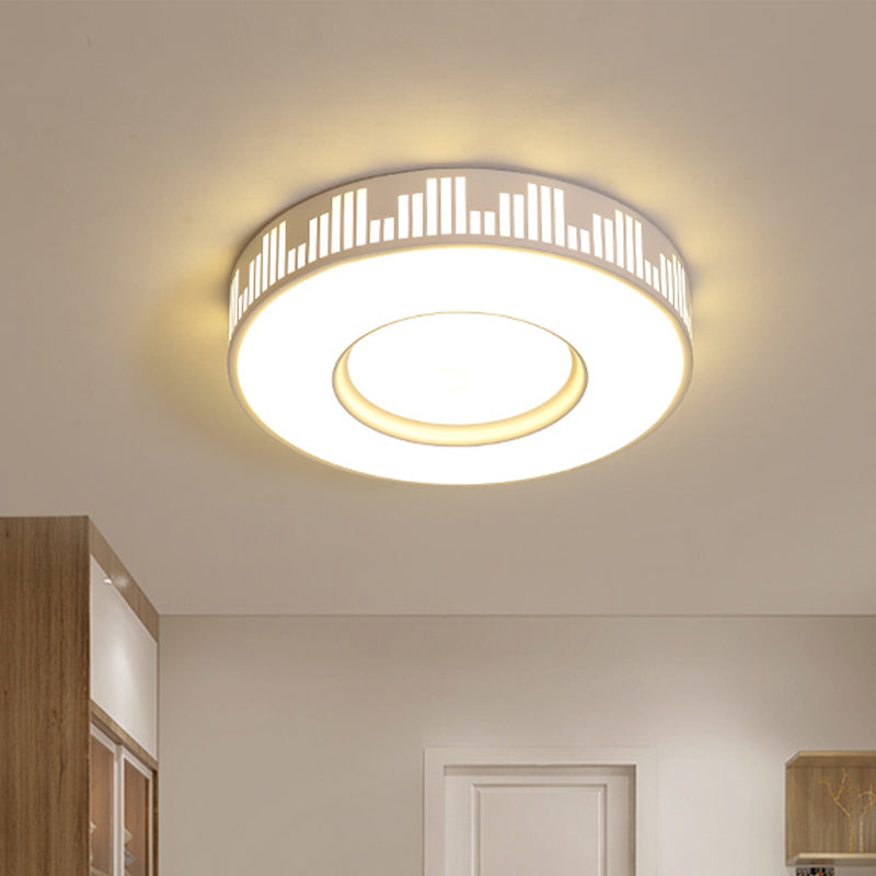 Plafonnier LED moderne en fer - Plafonnier à tambour blanc avec motif de touches de piano en lumière chaude/blanche/3 couleurs