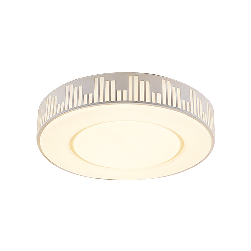 Plafonnier LED moderne en fer - Plafonnier à tambour blanc avec motif de touches de piano en lumière chaude/blanche/3 couleurs