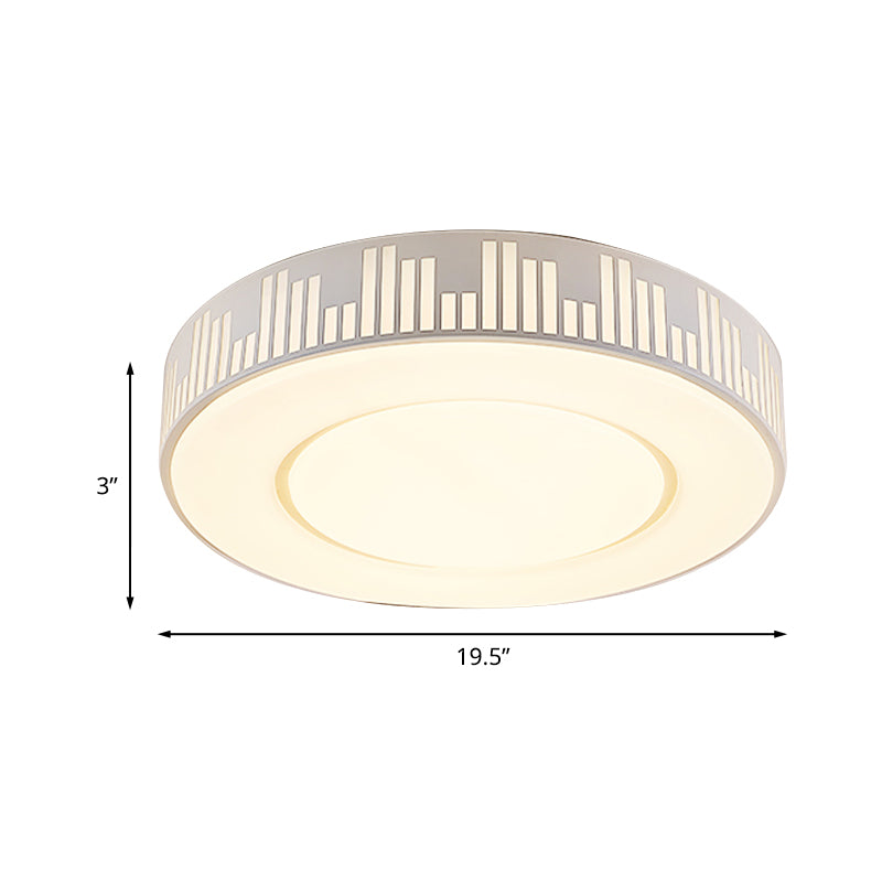 Plafonnier LED moderne en fer - Plafonnier à tambour blanc avec motif de touches de piano en lumière chaude/blanche/3 couleurs