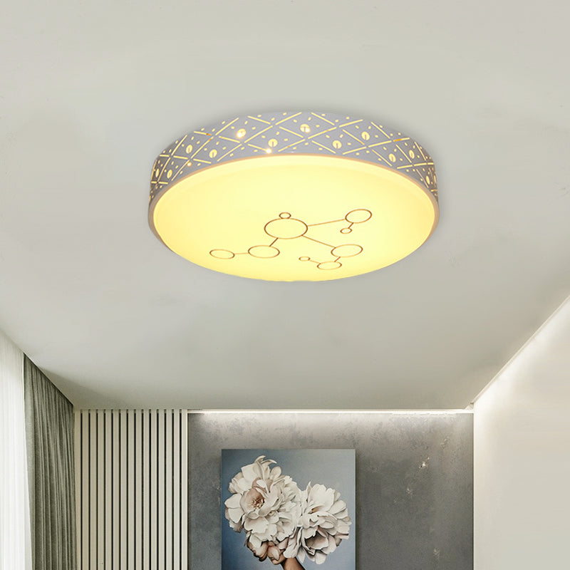 Modern Metal Flush Mount LED Light Fixture with Hollow Out Design