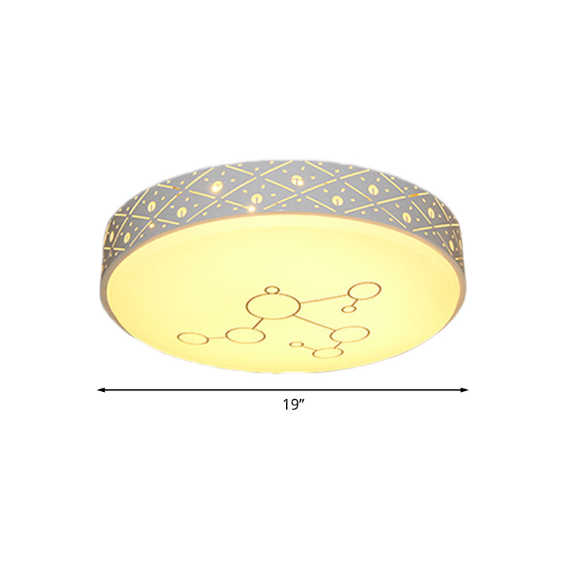 Modern Metal Flush Mount LED Light Fixture with Hollow Out Design