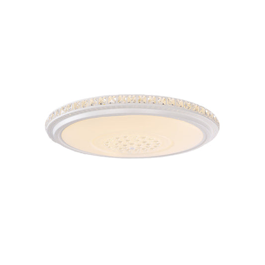 Modern Led Ceiling Flush Light With Crystal Detail White Warm/White 12/16/19.5 Dia.