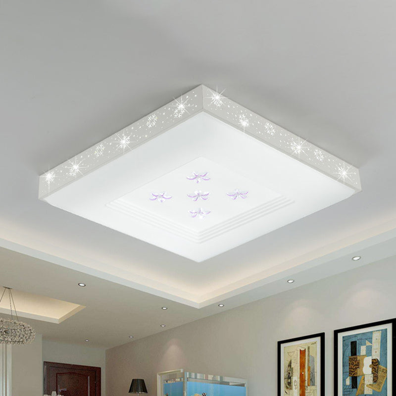 Modern LED White Flush Ceiling Light with Flower Pattern - White/Warm/3 Color Options