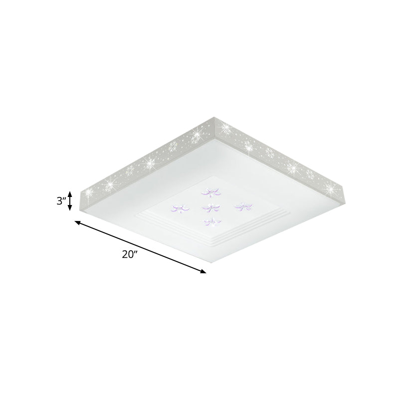 Modern LED White Flush Ceiling Light with Flower Pattern - White/Warm/3 Color Options