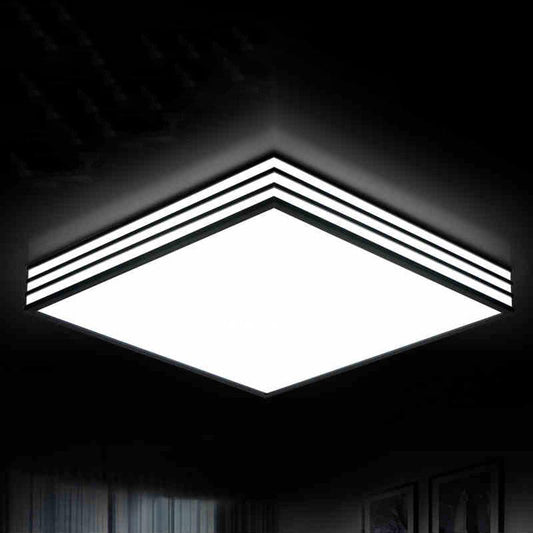 Nordic Metal Square Flush Mount Light Fixture - White And Black Led Ceiling In Warm/White/3 Color
