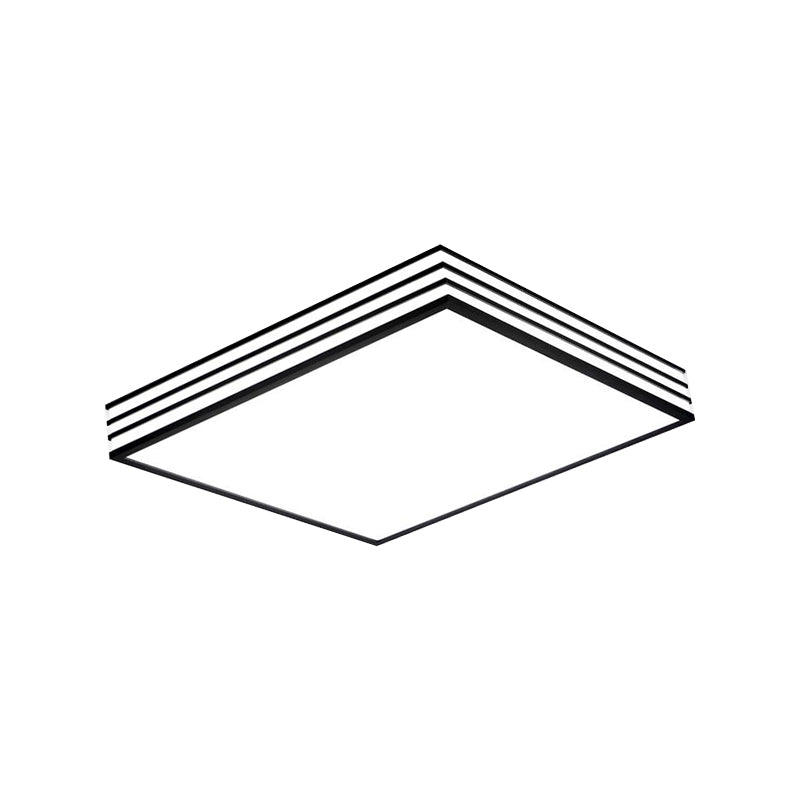Nordic Metal Square Flush Mount Light Fixture - White and Black LED Ceiling Light in Warm/White/3 Color Options
