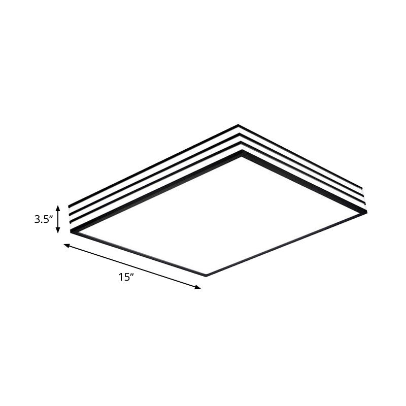 Nordic Metal Square Flush Mount Light Fixture - White and Black LED Ceiling Light in Warm/White/3 Color Options