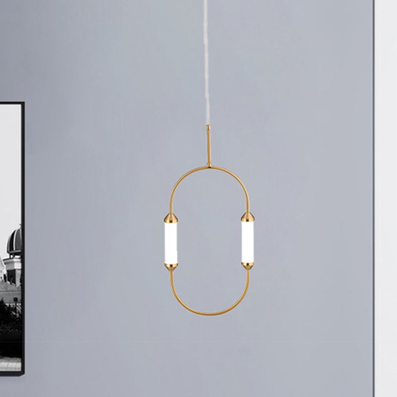 Modern Metallic Led Pendant Lamp In Gold With Oval Ring Design - Available 3 Sizes White/Warm Light