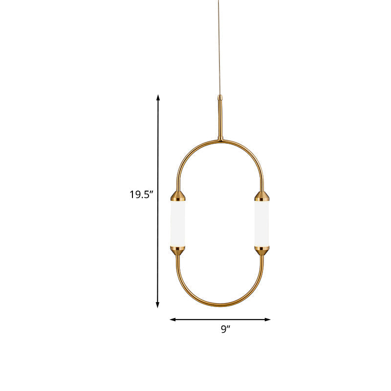 Gold LED Oval Pendant Lamp for Bedside or Ceiling - 19.5"/20.5"/25" with Acrylic Shade in White/Warm Light