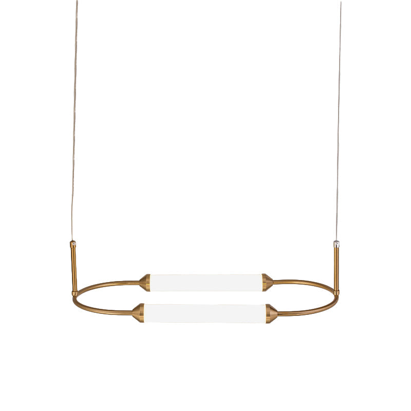 Gold LED Oval Pendant Lamp for Bedside or Ceiling - 19.5"/20.5"/25" with Acrylic Shade in White/Warm Light