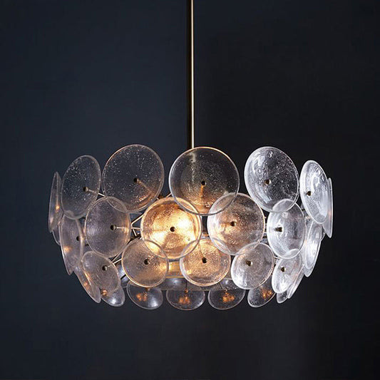 Modernist Gold Acrylic Circle Pendant Lamp with 3 Bulbs - Chandelier Lighting