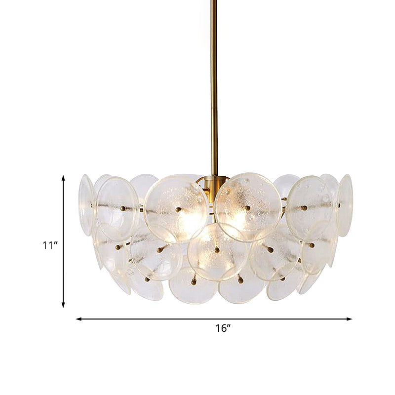 Gold Acrylic Circle Chandelier - Modern 3-Bulb Pendant Light