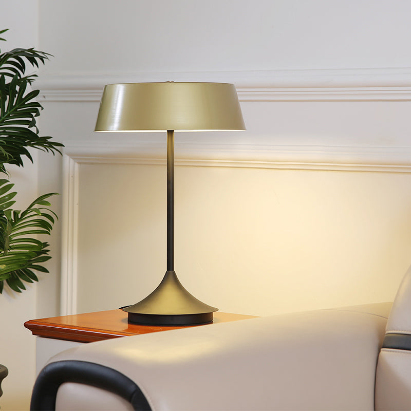 Modern Metallic Nightstand Lamp With Light Brown Finish