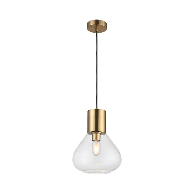 Modern Clear Glass Urn Pendant Lamp - Gold Finish - Dining Table Lighting