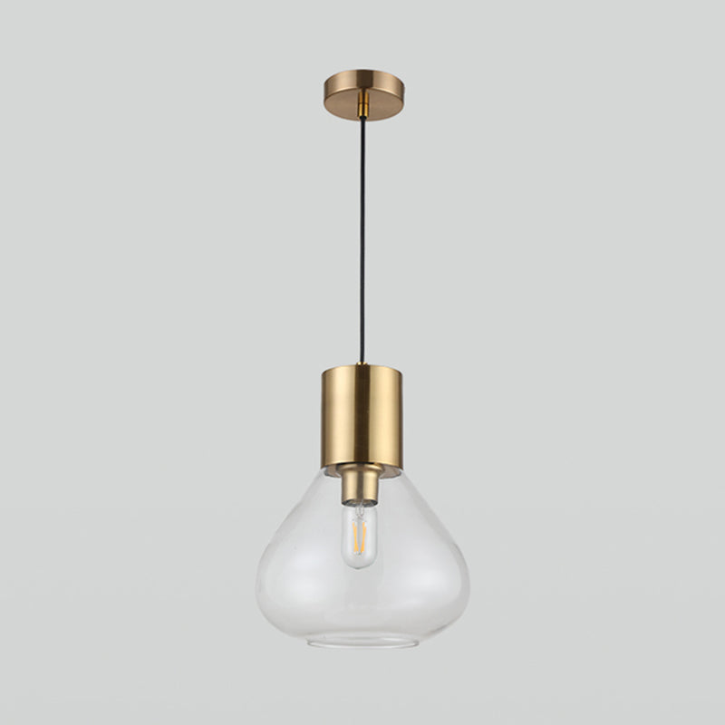Modern Clear Glass Urn Pendant Lamp - Gold Finish - Dining Table Lighting