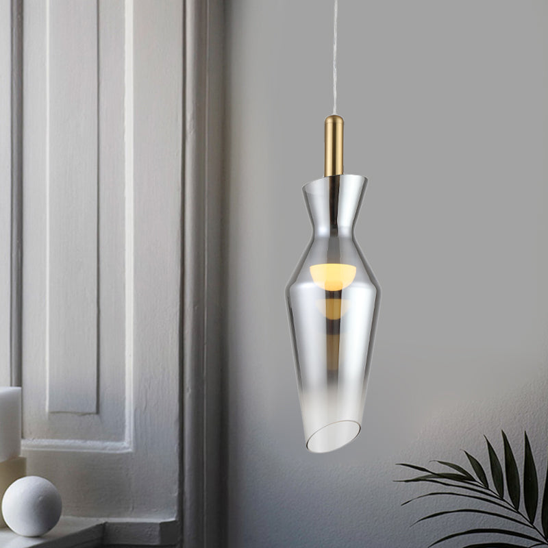 Smoke Gray Glass Modern Hanging Led Pendant Lamp For Dining Room