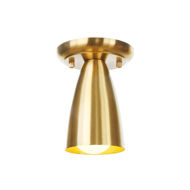Gold Finish Metal Tubular Industrial Ceiling Flush Mount with 1 Head, Ideal for Foyer Lighting