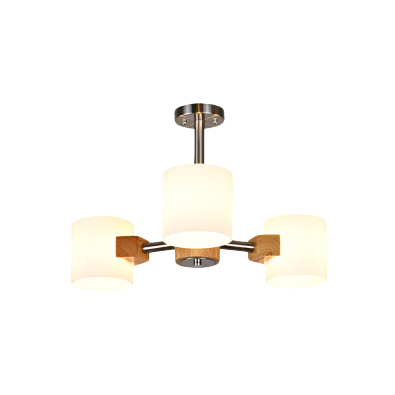 Modern Chrome Semi Flush Ceiling Lamp with White Glass - 2/3 Lights - Living Room Lighting