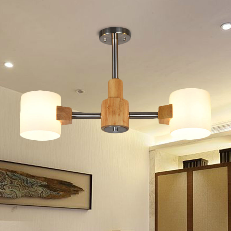 Modern Chrome Semi Flush Ceiling Lamp with White Glass - 2/3 Lights - Living Room Lighting