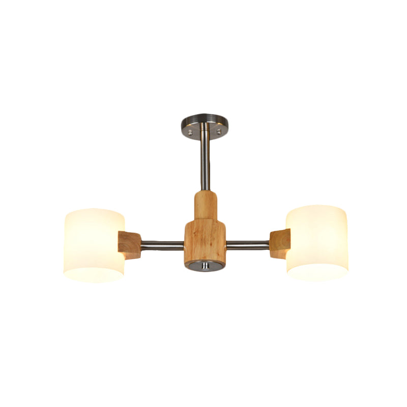Modern Chrome Semi Flush Ceiling Lamp with White Glass - 2/3 Lights - Living Room Lighting