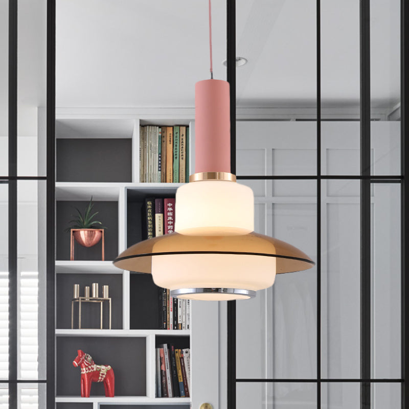 Opal Glass Macaron Gourd Pendant Light in Pink/Light Blue/Gold for Dining Room Ceiling
