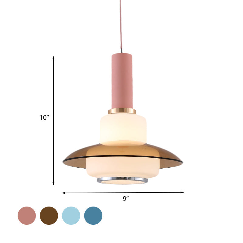 Opal Glass Macaron Gourd Pendant Light In Pink/Light Blue/Gold - Dining Room Ceiling Lamp