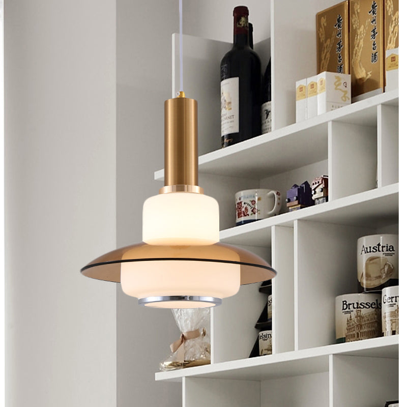 Opal Glass Macaron Gourd Pendant Light In Pink/Light Blue/Gold - Dining Room Ceiling Lamp Gold