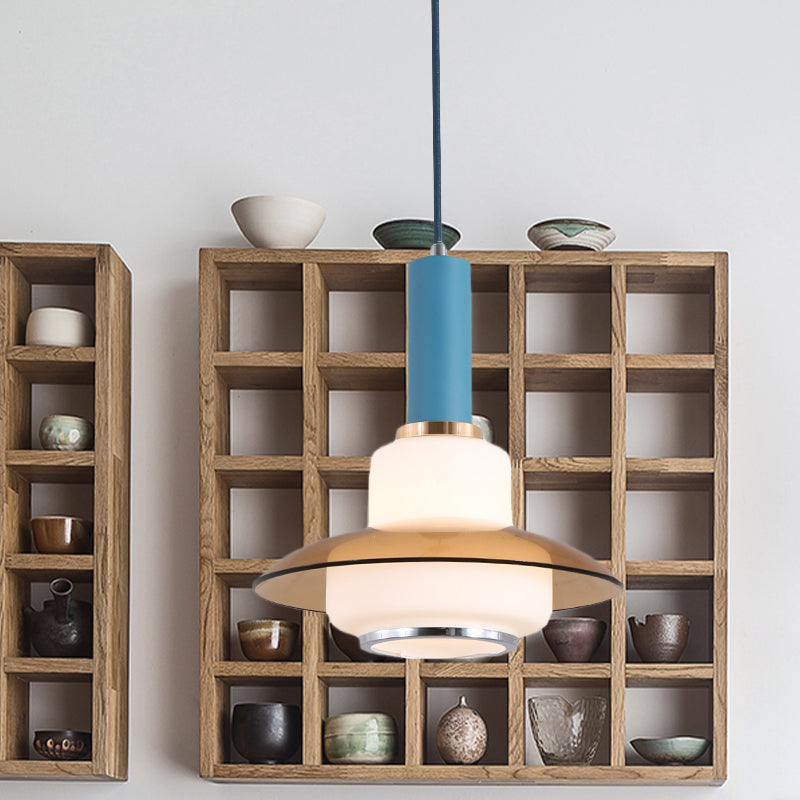 Opal Glass Macaron Gourd Pendant Light In Pink/Light Blue/Gold - Dining Room Ceiling Lamp