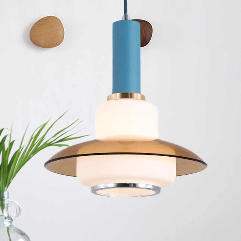 Opal Glass Macaron Gourd Pendant Light In Pink/Light Blue/Gold - Dining Room Ceiling Lamp