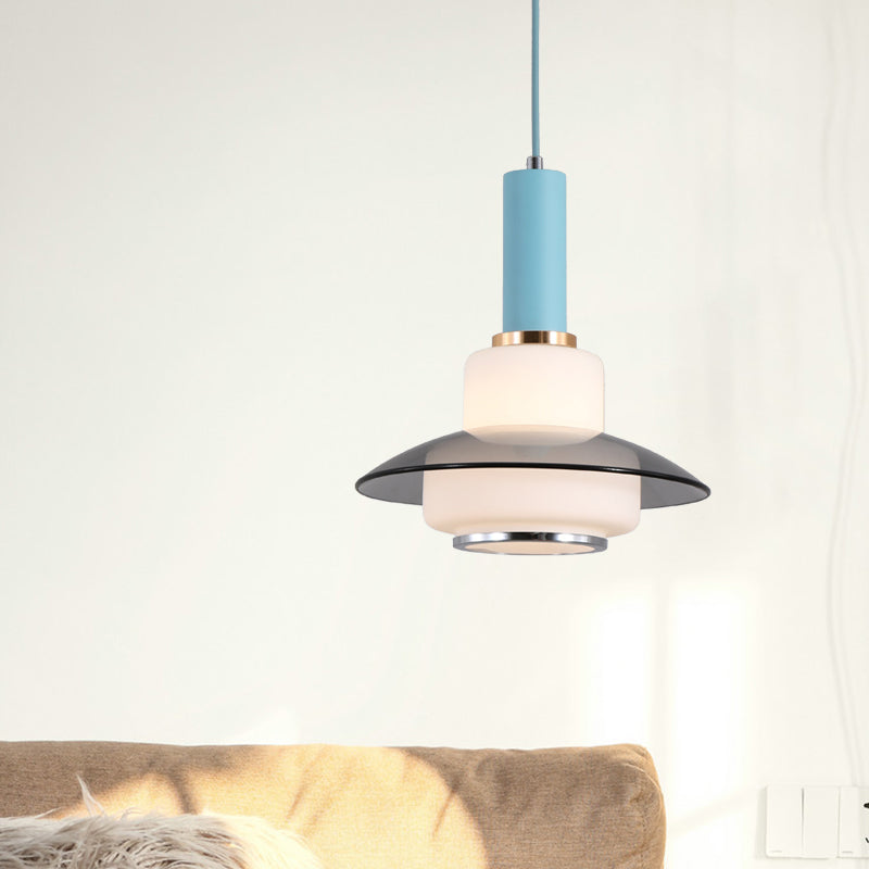 Opal Glass Macaron Gourd Pendant Light In Pink/Light Blue/Gold - Dining Room Ceiling Lamp