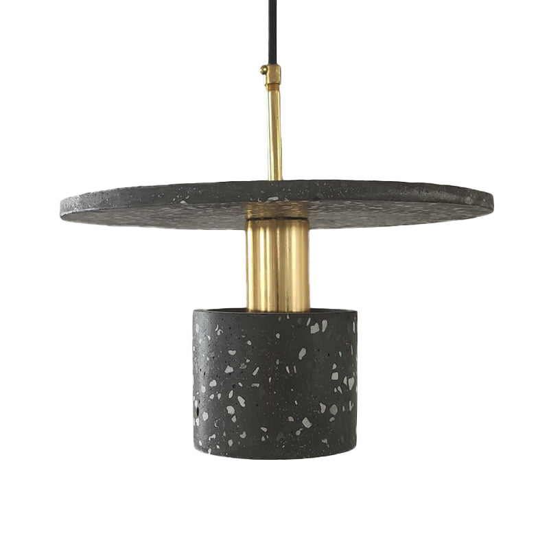 Nordic Terrazzo Pendant Lamp in White/Black/Pink: Round Plate and Cylinder Design, Perfect for Coffee House Lighting