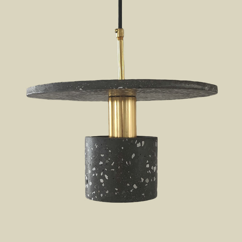 Nordic Terrazzo Pendant Lamp in White/Black/Pink: Round Plate and Cylinder Design, Perfect for Coffee House Lighting