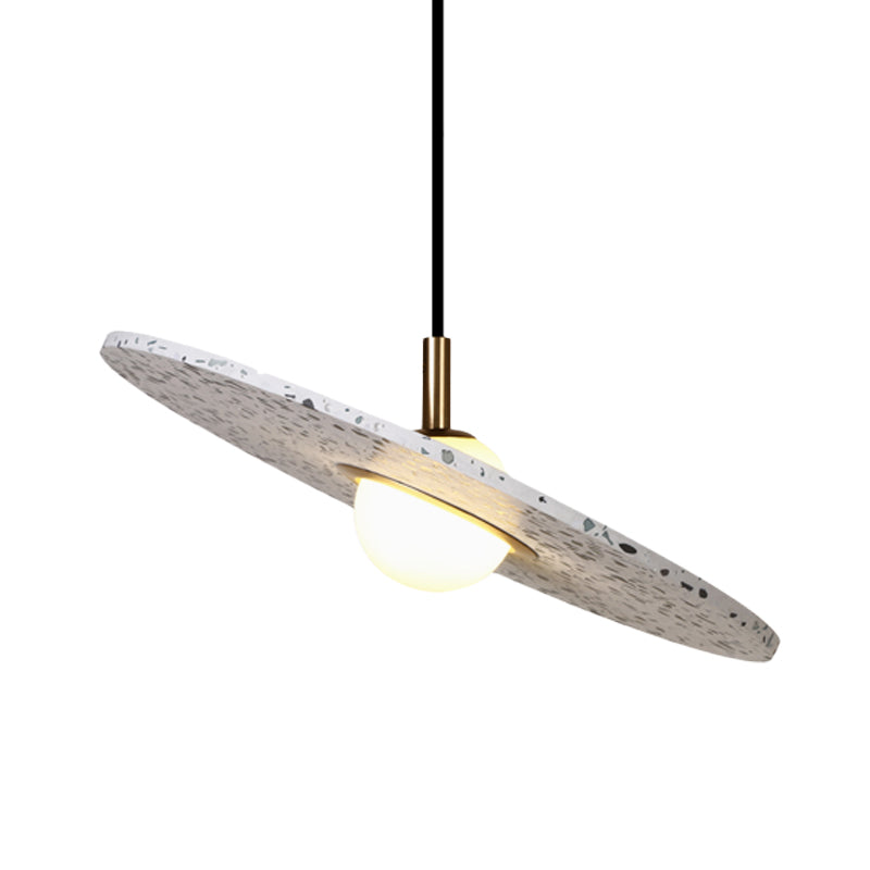 Lampe à suspension moderne en terrazzo : lampe à suspension ronde à disque pour restaurants - 1 ampoule, blanc/rose