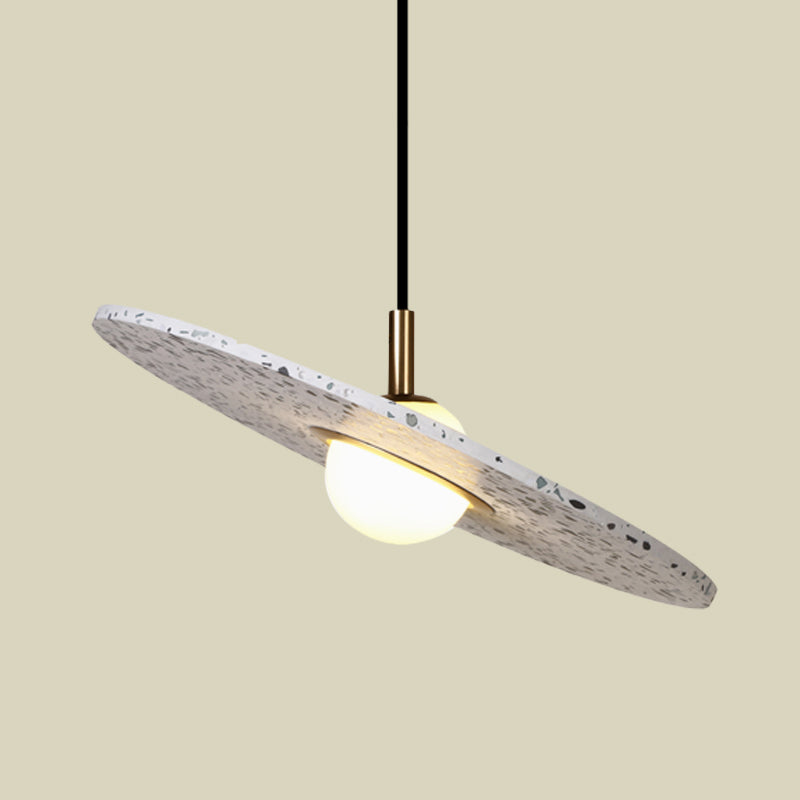 Lampe à suspension moderne en terrazzo : lampe à suspension ronde à disque pour restaurants - 1 ampoule, blanc/rose