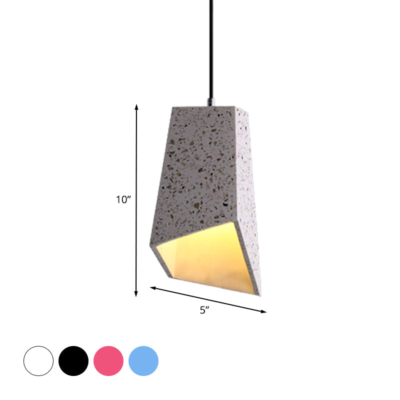 Hanging Geometric Nordic Terrazzo Pendant Lamp - 1 Head, White/Black/Red - Ideal for Coffee Shop