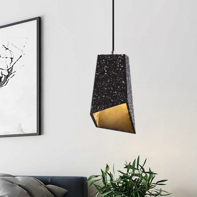 Hanging Geometric Nordic Terrazzo Pendant Lamp - 1 Head, White/Black/Red - Ideal for Coffee Shop