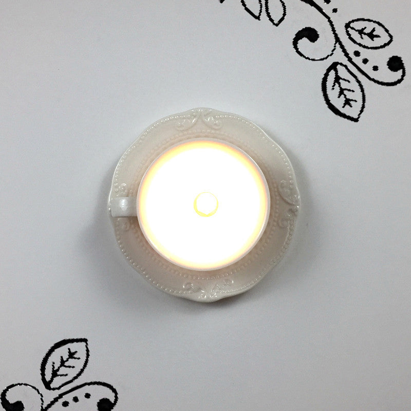 Modern White Coffee Cup Flushmount Light - 1 Head Gypsum LED Ceiling Fixture