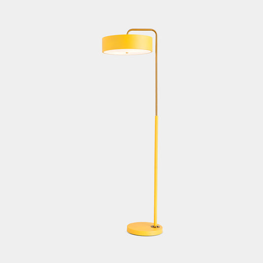 1-Head Macaron Floor Lamp - Black/Blue/Yellow Finish Drum Standing Light For Living Room