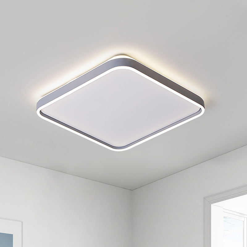 Plafonnier encastré moderne en acrylique gris pour espaces de 16"/19,5" de large, avec éclairage LED chaud et blanc