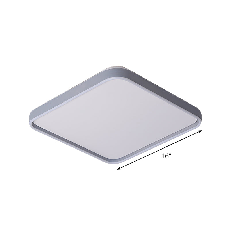Plafonnier encastré moderne en acrylique gris pour espaces de 16"/19,5" de large, avec éclairage LED chaud et blanc