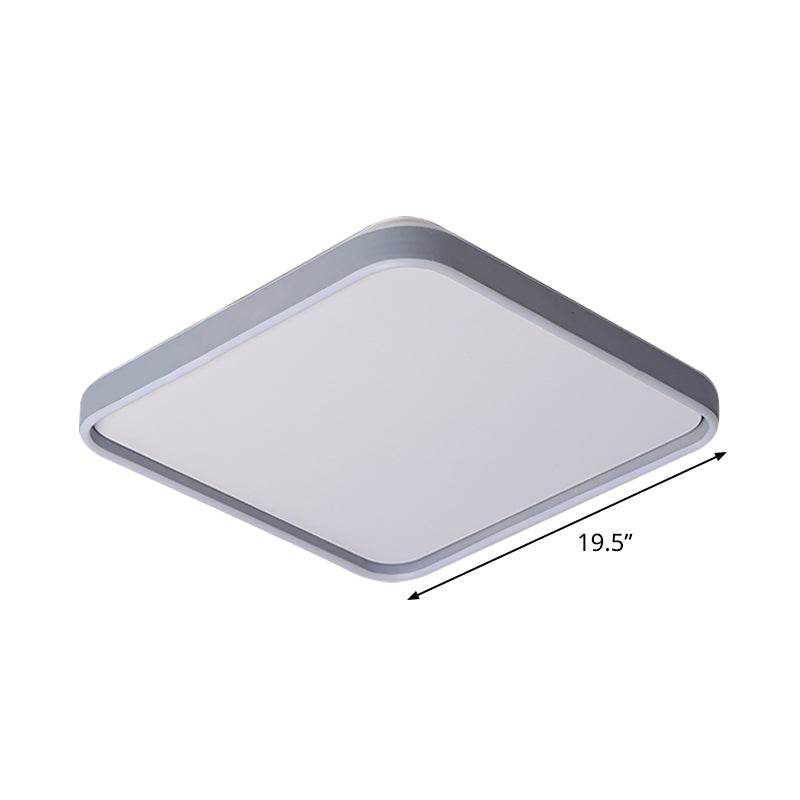 Plafonnier encastré moderne en acrylique gris pour espaces de 16"/19,5" de large, avec éclairage LED chaud et blanc